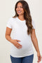 Cream Basic Crew Neck Maternity Tee