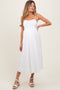 White Eyelet Front Button Sleeveless Maternity Midi Dress