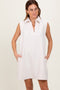 Cream Sleeveless Polo Mini Dress