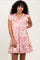 Pink Abstract Print Ruffle Hem Mini Dress
