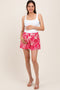 Fuchsia Printed Elastic Waist Band Maternity Shorts