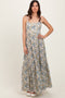 White Floral Tie Back Cutout Maxi Dress