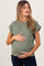 Light Olive Rolled Short Sleeve Maternity Tee
