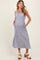 Navy Striped Sleeveless Cutout Side Slit Maternity Maxi Dress