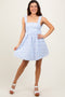 Light Blue Printed Square Neck Dress