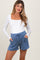 Blue Patch Pocket Maternity Shorts