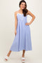 Blue Gingham Smocked Trim Midi Dress
