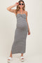 Black Striped Halter Neck Fitted Maternity Maxi Dress