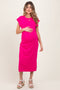 Fuchsia Basic Dolman Sleeve Maternity Midi Dress