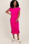 Fuchsia Basic Dolman Sleeve Midi Dress