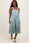 Light Olive Dot Stripe Tiered Midi Dress