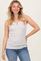 Taupe Striped Knit Sleeveless V-Neck Tank Top