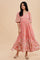 Pink Floral Print Puff Sleeve Maxi Dress