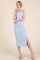 Light Blue Halter Tied Criss-Cross Ribbed Midi Dress