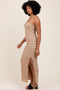 Light Taupe Ruffle Tiered Fitted Maxi Dress