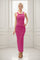 Fuchsia Striped High Neck Ribbed Maxi Dress