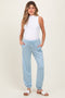 Light Blue Drawstring Maternity Jogger Pants
