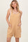 Gold Solid Ribbed V-Neck Sleeveless Front Pocket Romper