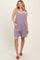 Purple Solid Ribbed V-Neck Sleeveless Front Pocket Romper