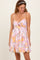 Light Pink Floral Tie Front Mini Dress