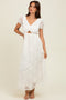 Cream Embroidered Lace Cutout Midi Dress