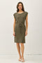 Olive Waffle Knit Sash Tie Short Sleeve Dress