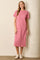 Pink Striped Short Sleeve T-Shirt Midi Dress