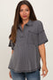 Charcoal Two Tone Ribbed Reverse Stitch Maternity Tunic Top
