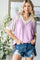 Lavender Floral Lace Inset Short Sleeve Top