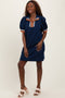 Navy Jacquard Zipper Collar Mini Dress