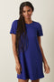 Navy Ribbed Knit Basic Short Sleeve T-Shirt Dress