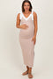 Lavender Chevron Knit Shoulder Tie Maternity Midi Dress