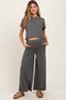 Olive Basic Tee And Wide Leg Pant Maternity Set