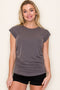 Charcoal Side Ruched Short Sleeve Top