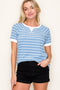 Blue Striped Contrast Border Top