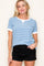 Blue Striped Contrast Border Top