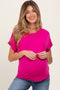 Fuchsia Knit Short Sleeve Maternity Top