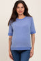 Blue Terry Striped Raglan Sleeve Maternity Top
