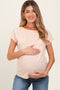 Orange Striped Knit Maternity Short Sleeve Top