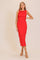 Red Textured Shoulder Detail Midi Dress