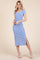 Light Blue V Neck Mineral Wash Side Slit Midi Dress