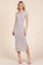 Taupe V Neck Mineral Wash Side Slit Midi Dress