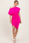 Fuchsia One Shoulder Ruched Dress