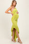 Lime One Shoulder Asymmetrical Ruffle Maternity Dress