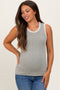 Light Olive Solid Ribbed Maternity Tank Top