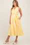 Yellow Sleeveless Linen Blend Maternity Midi Shirt Dress
