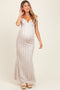 Cream Ruffle Texture Convertible Backless Maternity Maxi Dress