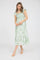 Light Olive Floral Ruffle Strap Pleated Bodice Midi Dress