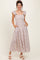 Red Floral Bow Trim Lace Detail Smocked Maxi Dress