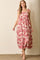 Mauve Floral Shoulder Tie Midi Dress